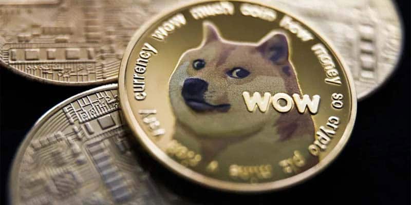Dogecoins on a desk